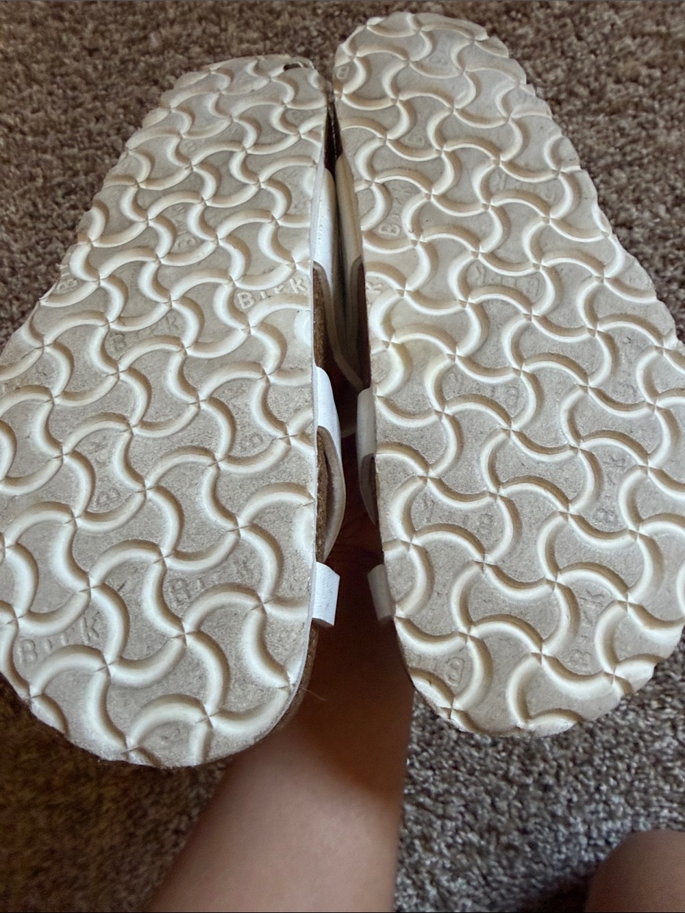 Birkenstock Kids White Cross-Strap Sandals with Rose Gold Buckles - Picture 4 of 5